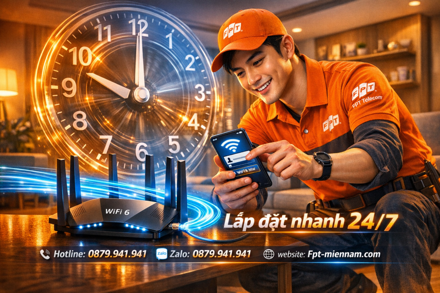 Lắp WiFi FPT mất bao lâu thì có mạng? Cam kết triển khai siêu tốc